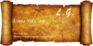 Lupu Géza névjegykártya
